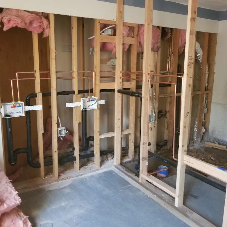 Copper pipe rough-in and plumbing installation in West Springfield Town